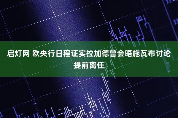启灯网 欧央行日程证实拉加德曾会晤施瓦布讨论提前离任