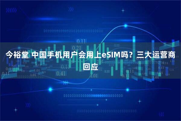今裕堂 中国手机用户会用上eSIM吗？三大运营商回应