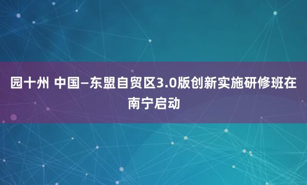 园十州 中国—东盟自贸区3.0版创新实施研修班在南宁启动