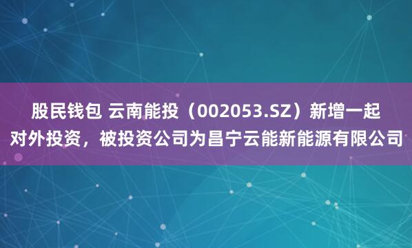 股民钱包 云南能投（002053.SZ）新增一起对外投资，被投资公司为昌宁云能新能源有限公司